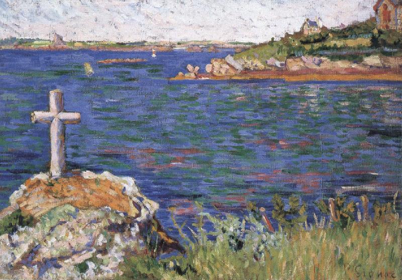 impressionist painter the mariners cross at high tide Sweden oil painting art